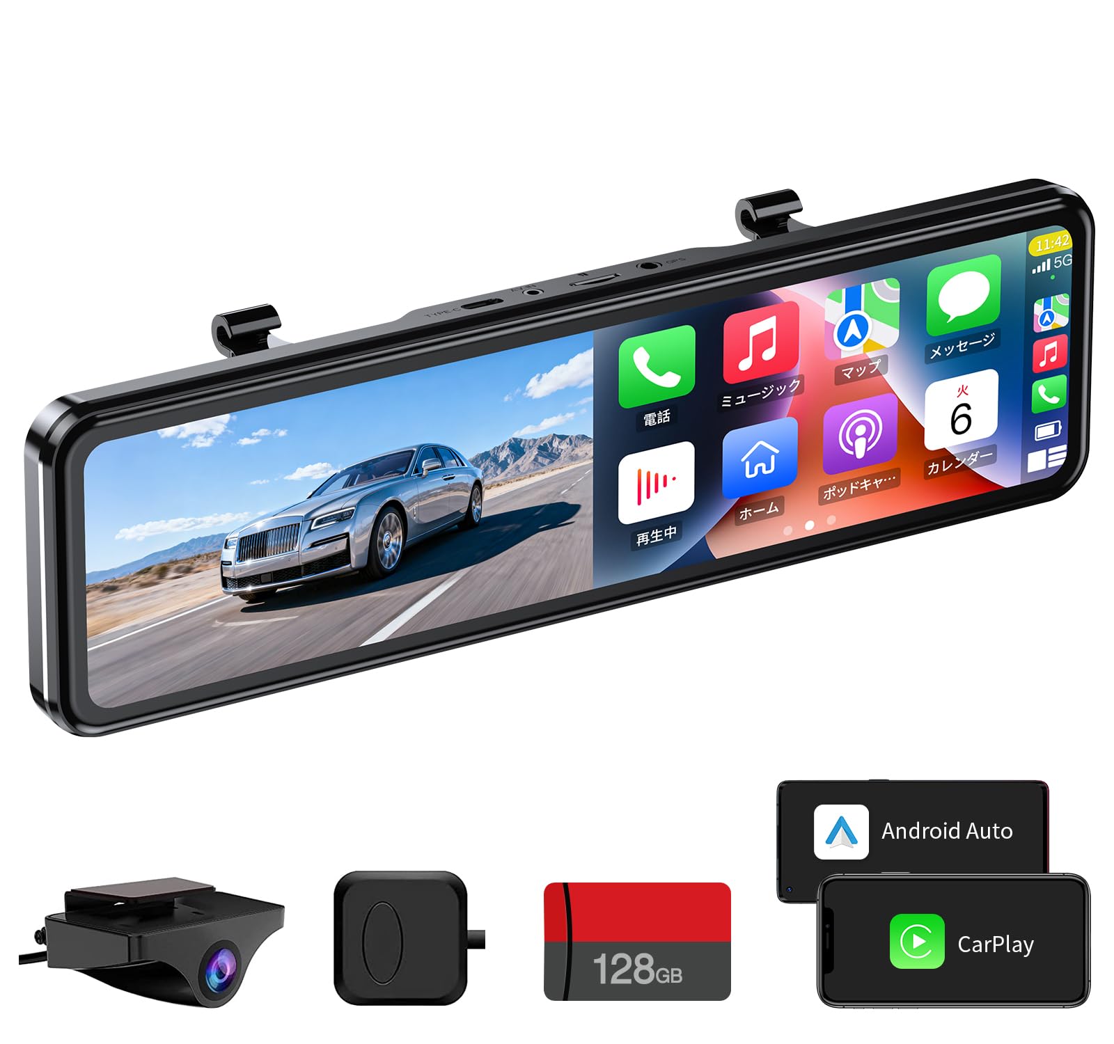 OKYES ドライブレコーダー ミラー型 micro SD 付属 360°全方位ドライブ